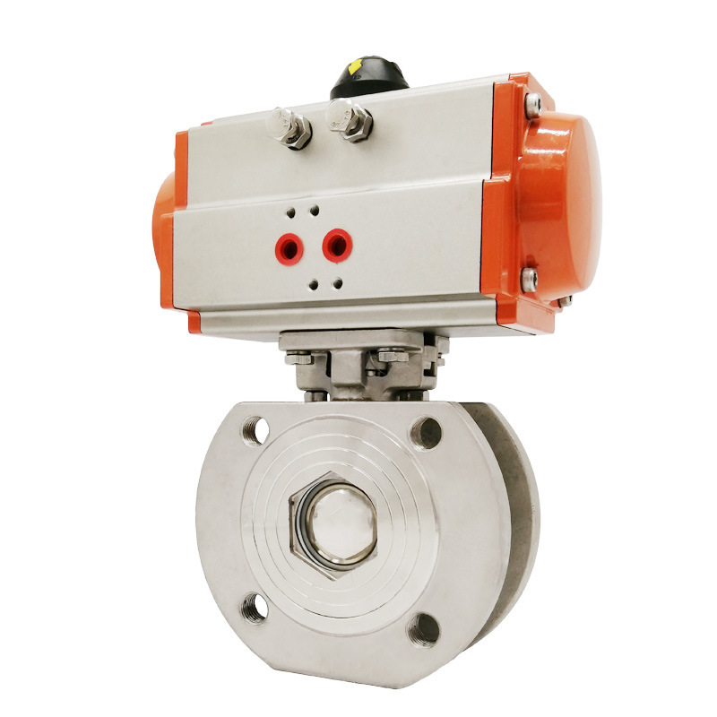 铸钢不锈钢304气动对夹式球阀 Q671F超薄型法兰气动阀门Q671F-16C