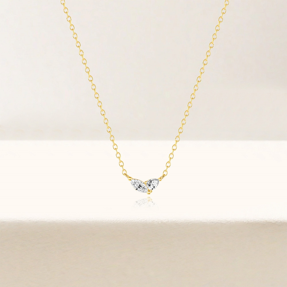 925 Sterling Silver Material 925 Sterling Silver Geometric Zircon 925 Sterling Silver Cable Chain Pendant Necklace