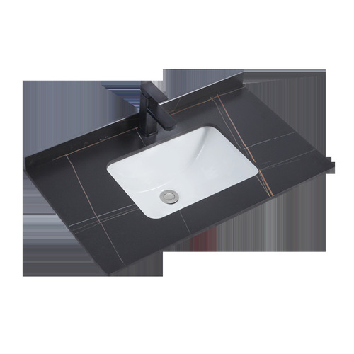 Wholesale granite stone pattern integrated single basin sink countertop bathroom cabinet basin face wash sink basin bathroom seamless basin