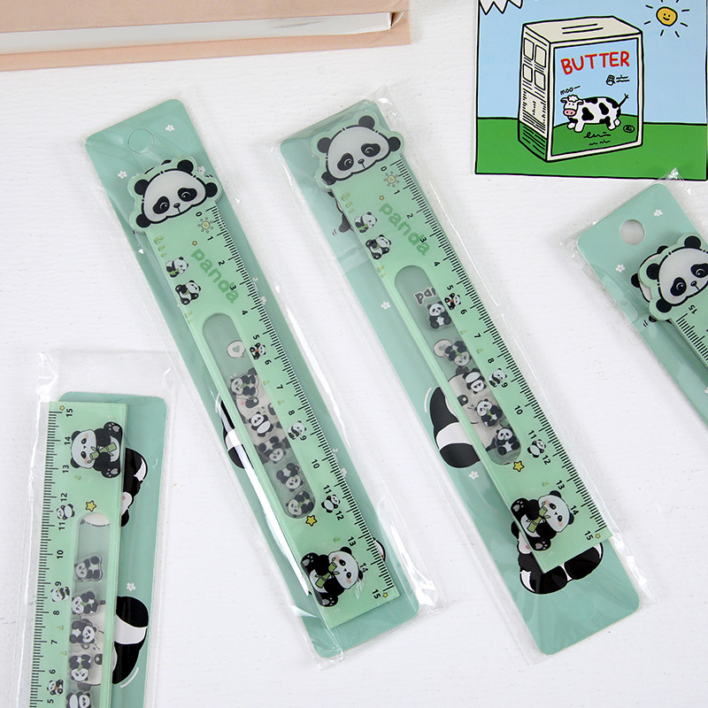 Grupo creativo niño panda regla recta regla de rotación regla de apertura de la temporada escolar regla de descompresión de alto valor facial papelería de aprendizaje especial para estudiantes primarios