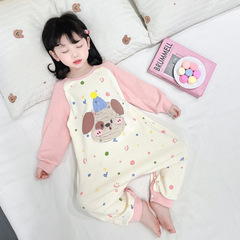 女の子の赤ちゃんの長袖のワンピースのパジャマ