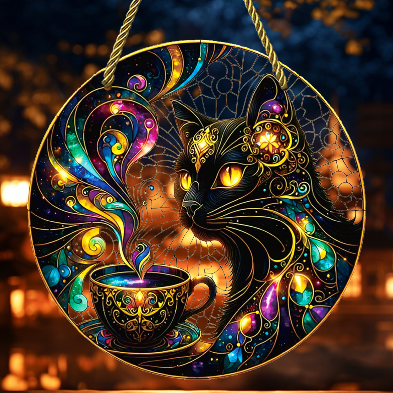 70g Weight pendant Home Textiles & Decor Type 1 Piece Quantity Indoor, Daily Occasion Acrylic Material Halloween Festival Moon, Cat Pattern Cute Style Handmade Craft Halloween Cute Moon Cat Acrylic Pendant 7