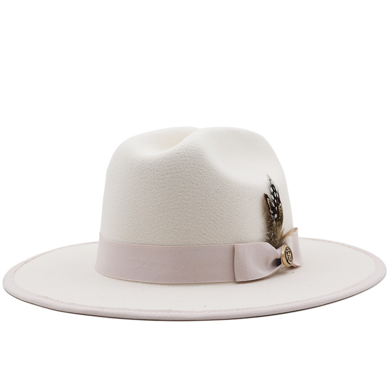 Unisex Mode Einfarbig Nähen Flache Traufen Fedora-hut display picture 6