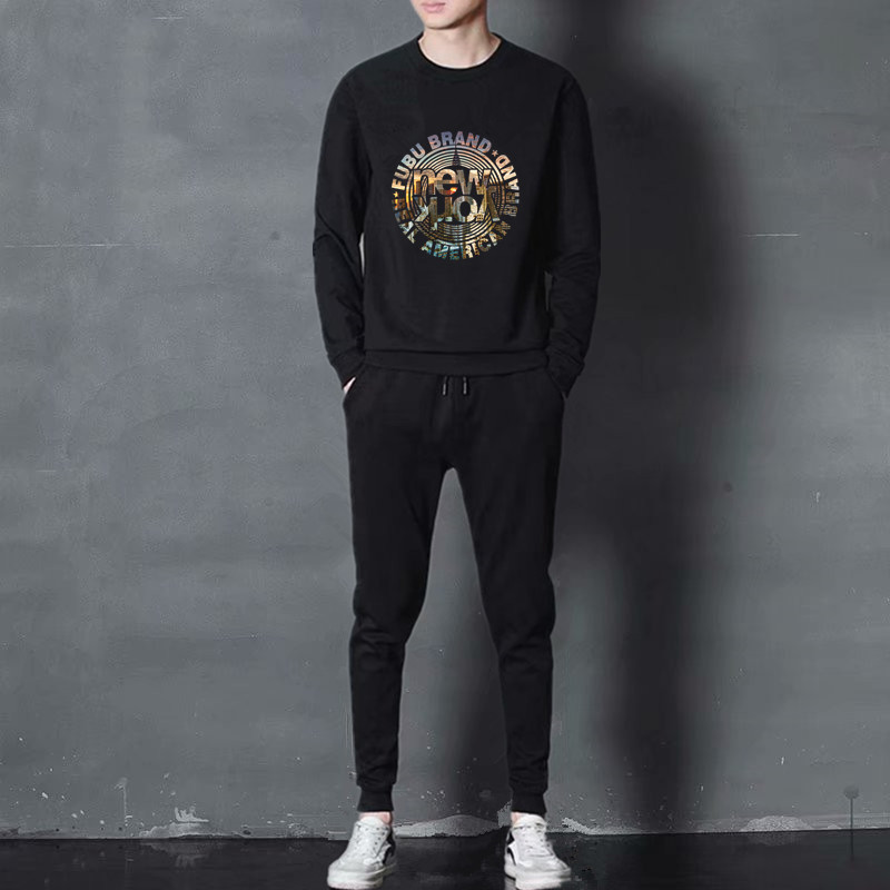 Traje casual delgado para hombre, estilo coreano, primavera y otoño, top de manga larga con estampado personalizado, nuevo estilo 2025