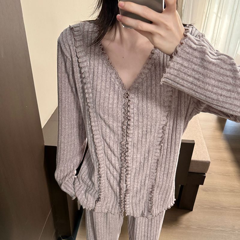 彩棉睡衣女2025新款春秋季甜美休闲长袖长裤宽松可外穿家居服套装|undefined