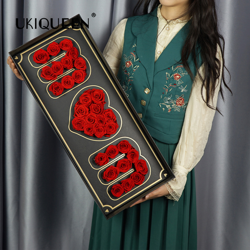 Caja de regalo de flores de la vida eterna, rosa de la madre, día de la madre, regalos de decoración para madres mayores, fábrica transfronteriza conmemorativa al por mayor.