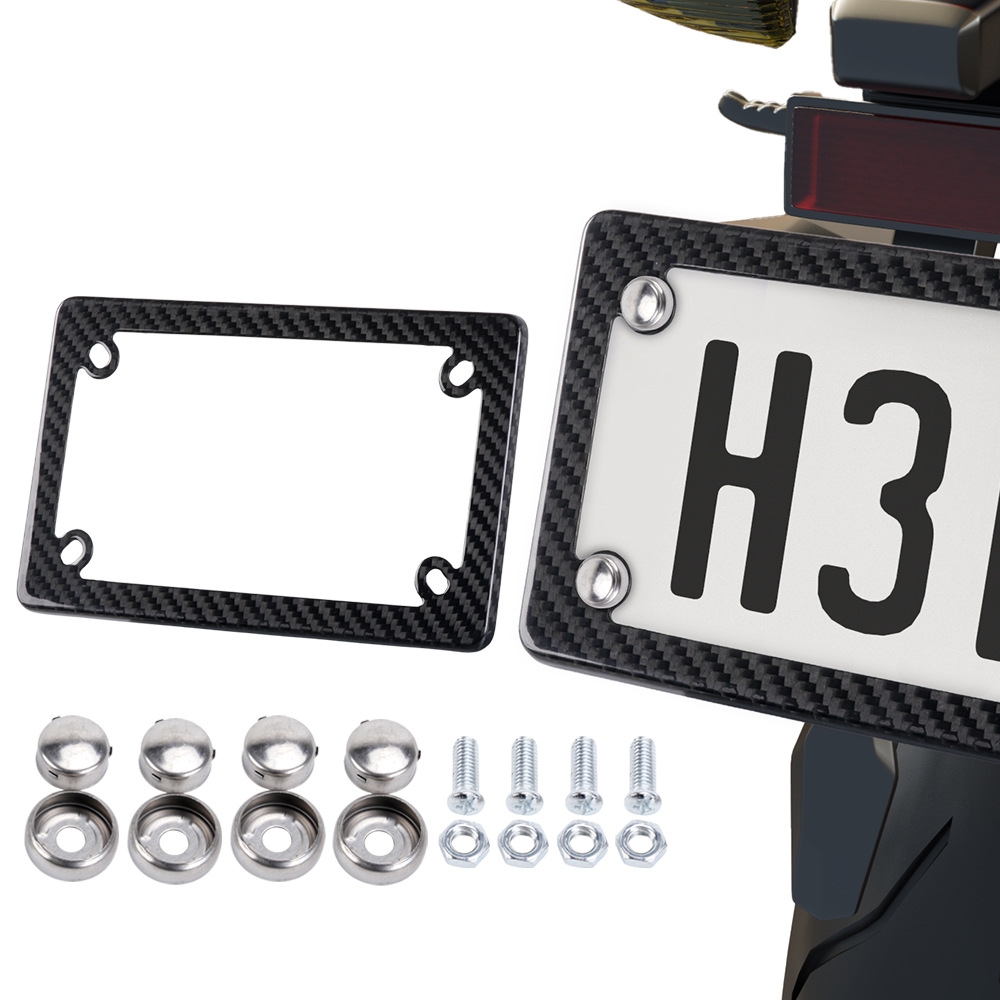 Motorcycle License Plate Frame Carbon Fiber License Plate Frame Dry Carbon Electric Vehicle Us Standard License Plate Holder Real Carbon Modification Accessories