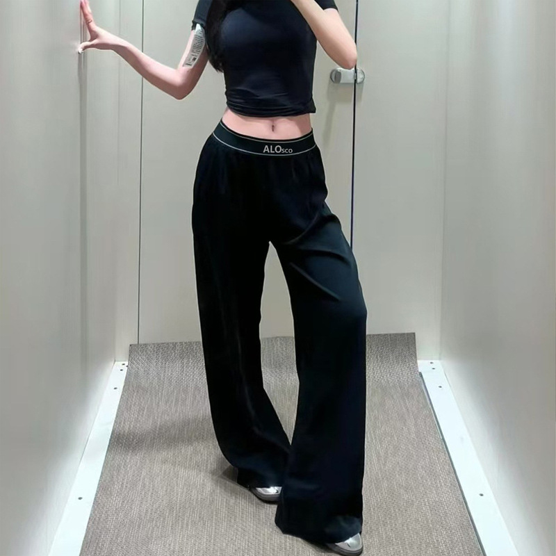 Alosco Casual Summer Sports Long Pants Woven Tape Wide-Leg Pants Loose Slimming Lightweight Magic Pants Al Pants Alosco Casual Summer Sports Long Pants Woven Tape Wide-Leg Pants Loose Slimming Lightweight Magic Pants Al Pants