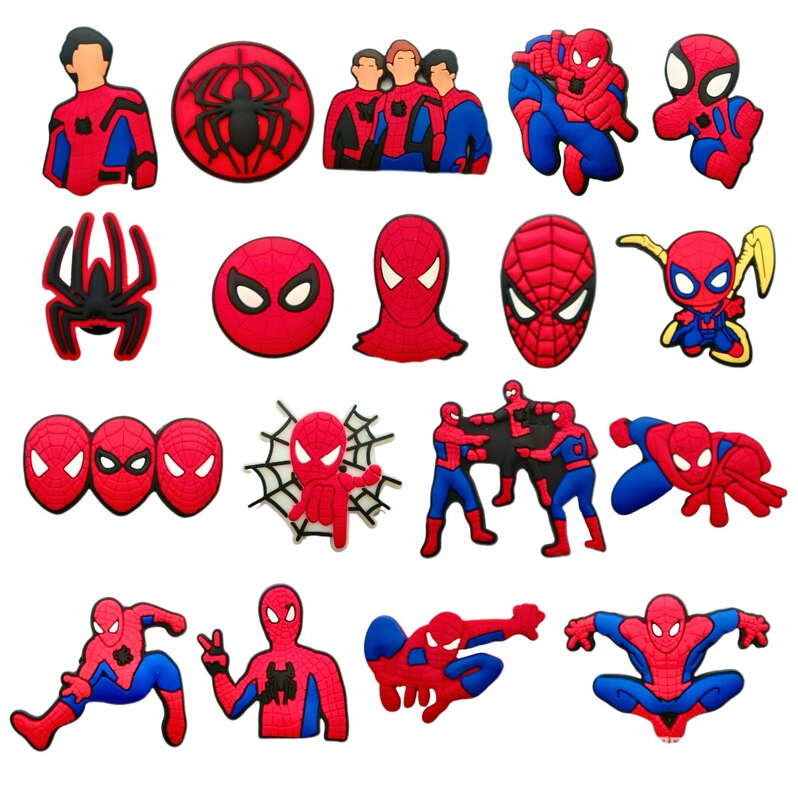 Spider-Man Cartoon Crocs Shoes Flower Shoe Buckle Shoe Accessories Decorative Buckle Shoes Cross-Border Spot Wholesale Removable DIY