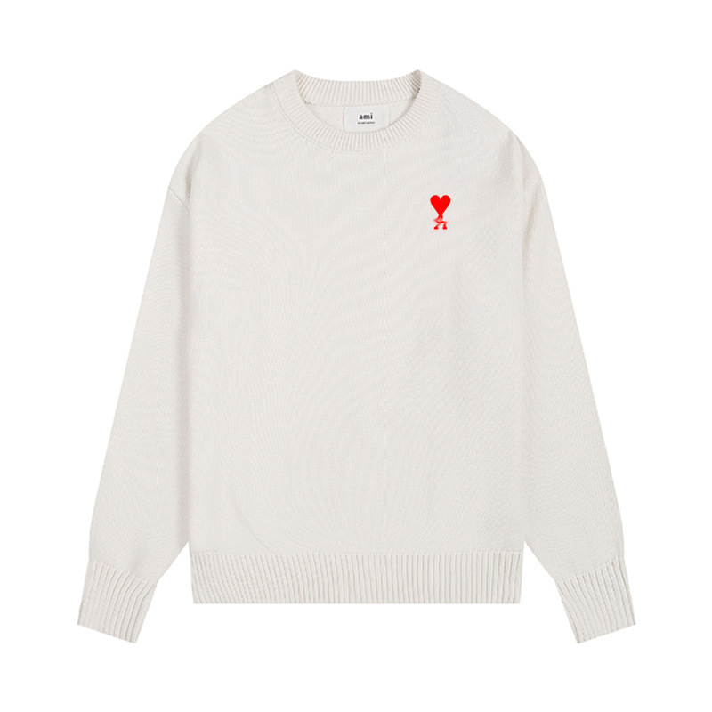 Knitted sweater, round neck, AM style, couple's matching knit top, long-sleeved, for cross-border e-commerce, with embroidery
