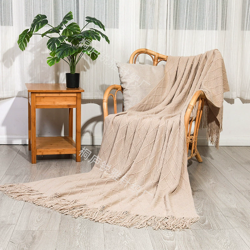 Knitted Throw Blanket, Universal Sofa & Bed, Tassel Edge, Multi-Size/Color Options