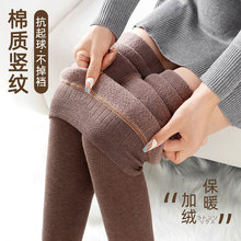 羊绒打底裤女加绒加厚踩脚连裤袜批发秋冬竖纹高腰显瘦保暖棉裤袜