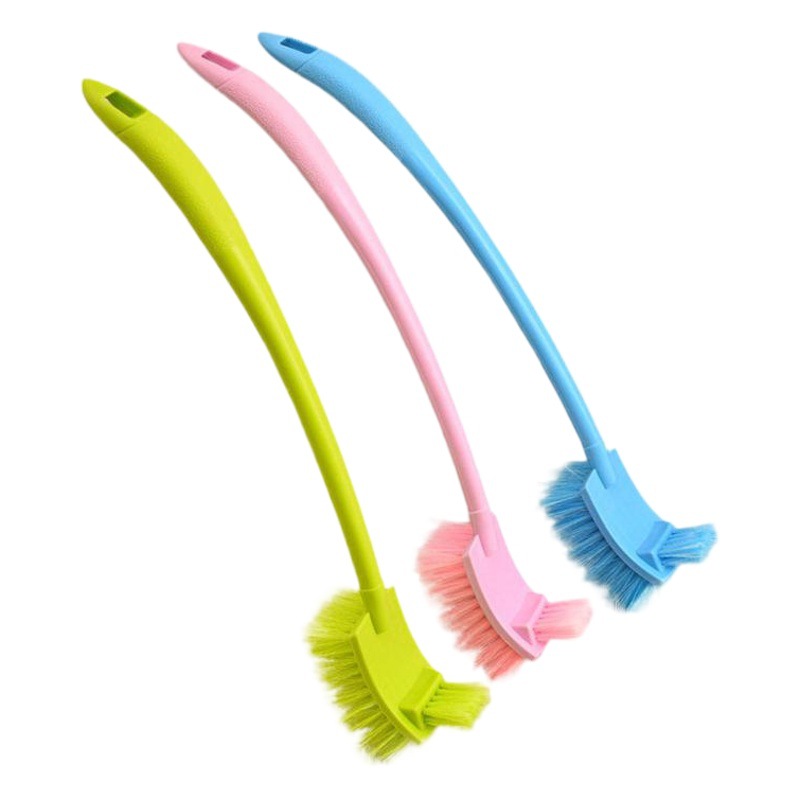 Cepillo de inodoro de doble cara de mango largo de plástico creativo, sin ángulo muerto en todos los aspectos, cepillo de limpieza de baño, cepillo multiusos