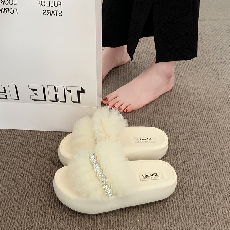 2025 verano tul transpirable ligero fondo suave casual nuevo estilo de fondo grueso sandalias de malla de encaje estilo hada