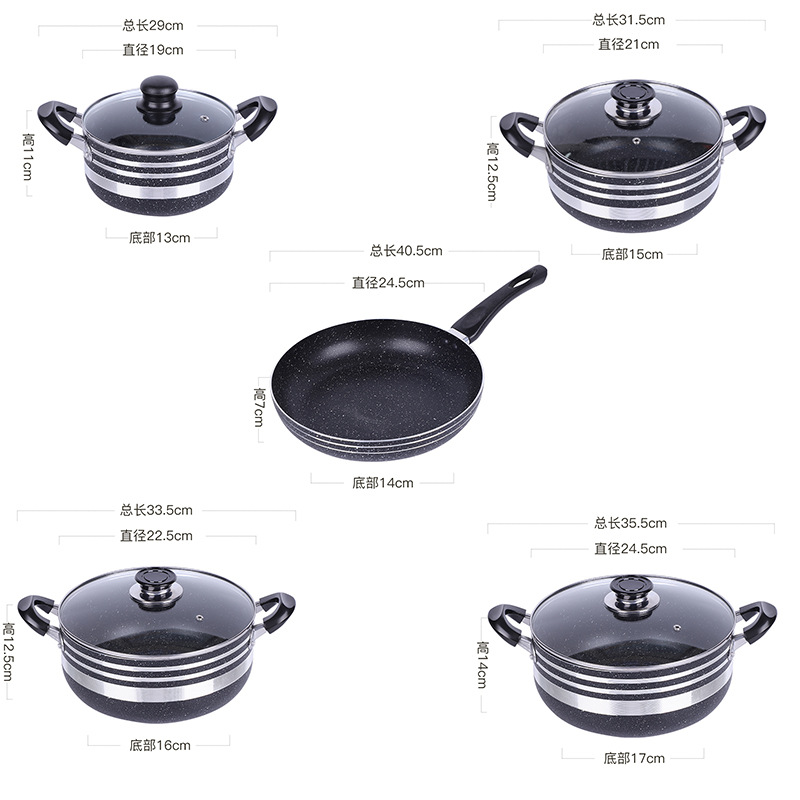 Conjunto de cinco piezas de cocina casera de cocción antiadherente regalo de reunión anual al por mayor multifuncional caja de regalo de cocina de cocina de cocina