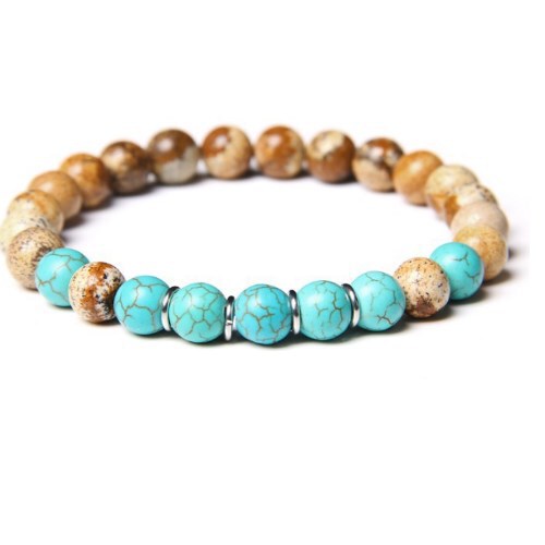 8mm lv24 turquoise volcanic stone yoga bracelet DIY foreign trade supply cross-border European and American agate beads bracelet