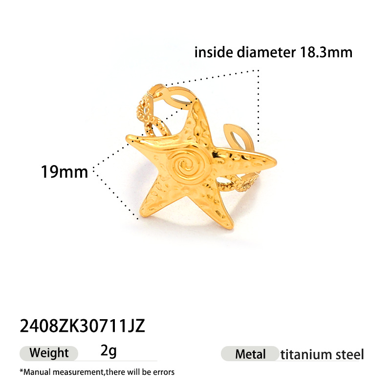Anillo de acero inoxidable europeo y americano de Tena, acero de titanio, no se desvanece, viento del océano, anillo de apertura hueco, nicho femenino, transfronterizo