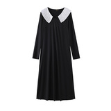 变形策大码女装300斤胖妹妹连衣裙法式娃娃领显瘦裙子潮春秋新款，女装大码女装，变形策服饰