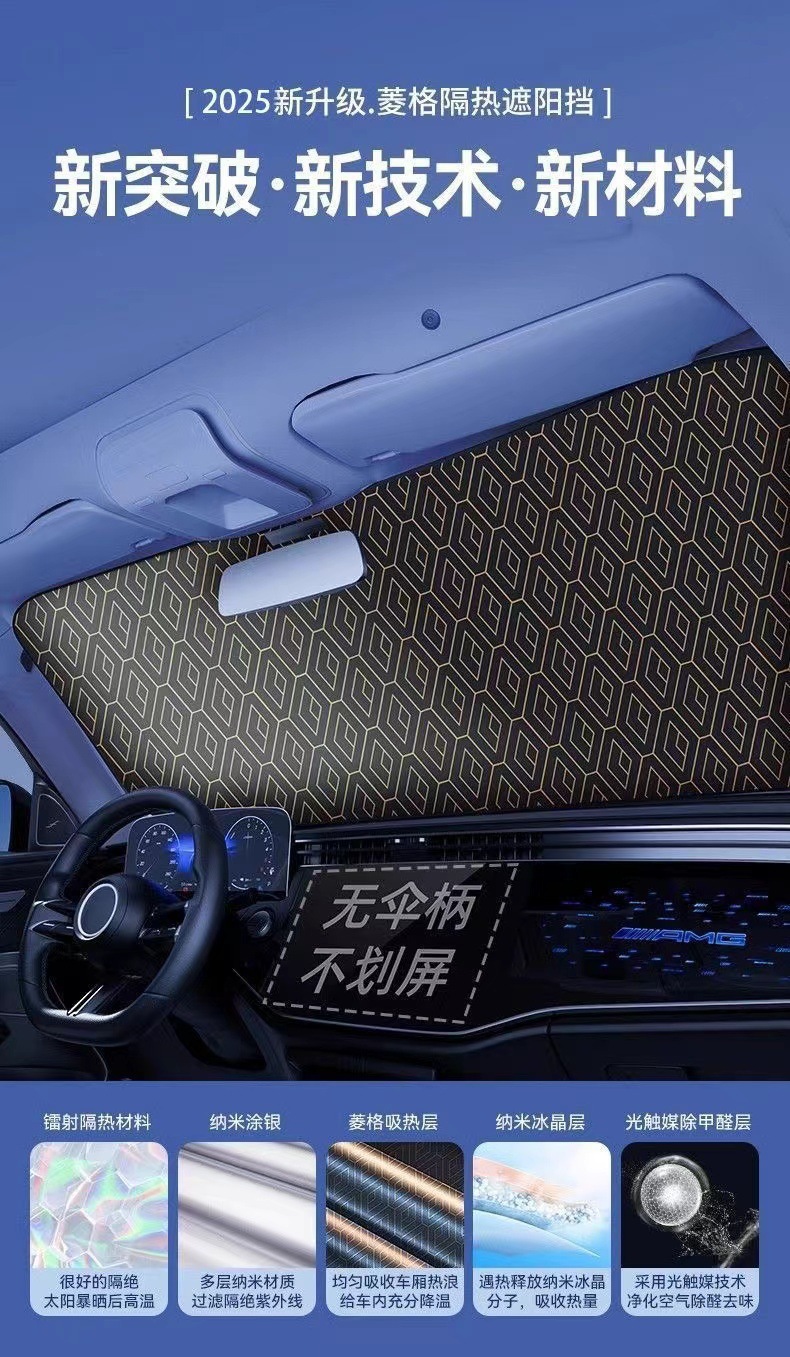 Car-mounted sun protection and heat insulation curtain, car interior glass sunshade, opaque electrostatically attached sunshade panel