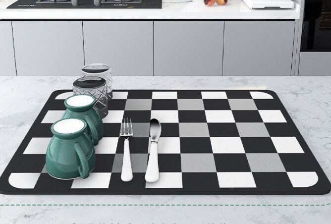 Alfombra de drenaje para cocina o baño, tejido absorbente, base antideslizante y superficie de goma suave