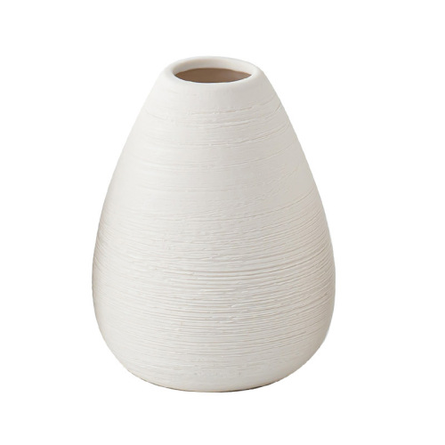 Simple Striped Ceramic Vase Wholesale Nordic Style Decorative Art Crafts Ornament Flower Holder for Dry Flowers Home Decor Set