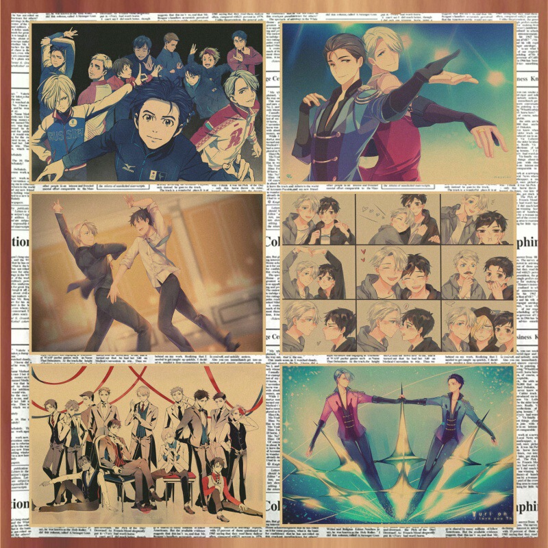 Free Shipping Yuri Anime Poster on Ice! Vintage Kraft Paper Decorative Wall Painting Mural