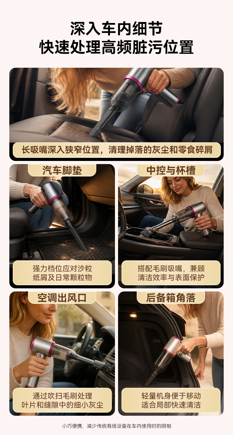 [Premium Selection] Car Vacuum Cleaner: High Suction, Blow & Vacuum in One, Handheld, Portable, Rechargeable, for Home and Car Use