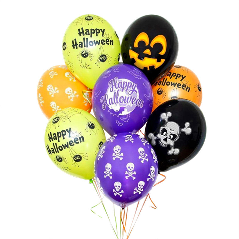 New Halloween Cross-border Package Pumpkin Head Spider Balloon Halloween Happy Balloon Party Decoration Arrangement