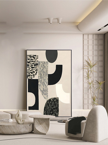 Black and White Abstract Living Room Decoration Painting High-End Sofa Background Wall Large Floor Standing Painting Modern Minimalist Entrance Hall Hanging Art