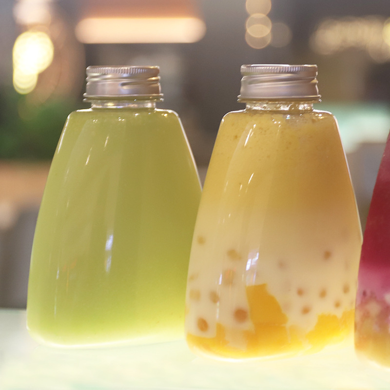 厂家直销38牙500ml奶茶瓶PET塑料三角形瓶锥形瓶同款饮料果汁瓶