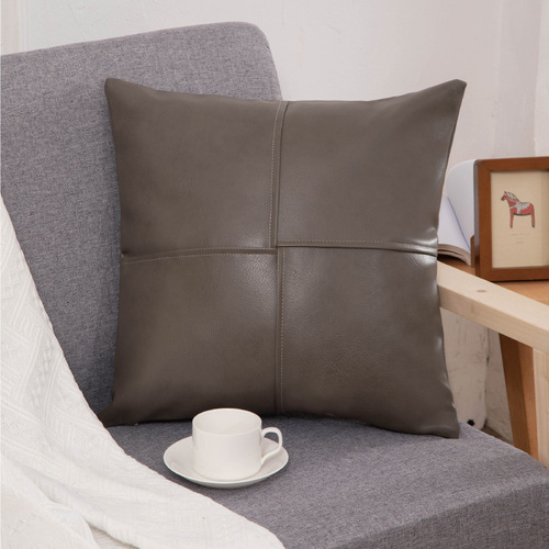Wholesale Cross Folding Stitch PU Leather Pillow Light Luxury Cushion Sofa Retro Cushion Home Decoration Pillow Cover