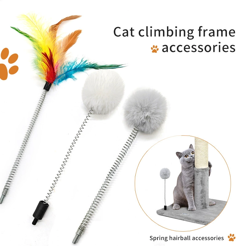 Встроенные винтовые пружинные аксессуары, когтеточка для кошек, рамка для лазания для кошек, M6, пружинная пружина с перьями, плюшевые шарики, аксессуары, игрушки для домашних животных