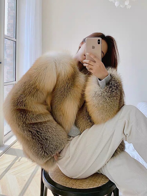 Kaidilolan [Autumn in Paris] Golden Island Fox Coat Fox Fur Short Mink Coat