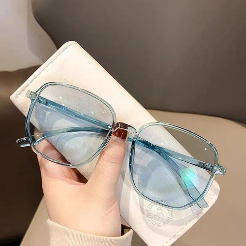 New Photchromic Women's Blush Sunglasses Trendy UV Protection Large Face Slimming Influencer Anti-Blue Light Glasses