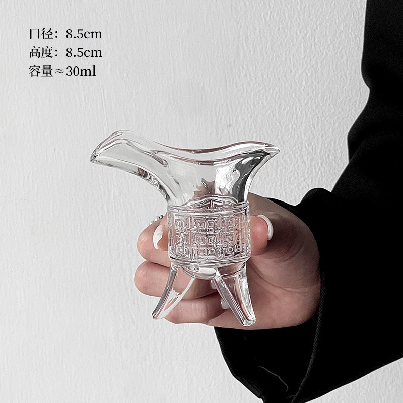 ins创意搞怪秦始皇奶茶杯玻璃杯帝王杯古代三足杯仿古爵杯酒杯子|undefined