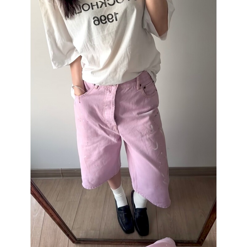 26Ssyb Open for Order / Starting from 90% off Pieces, Niche Design 1996 Retro Splatter Denim Cropped Jeans, Ins-Style Unisex Model 26Ssyb Open for Order / Starting from 90% off Pieces, Niche Design 1996 Retro Splatter Denim Cropped Jeans, Ins-Style Unisex Model