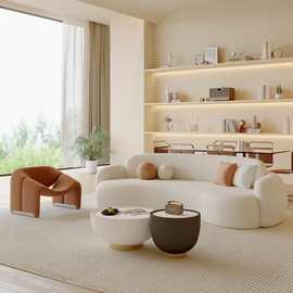客厅现代新款小户型沙发简约网红弧形美容院服装店轻奢休息区接待
