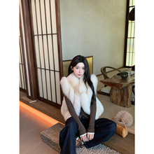 进口整皮狐狸毛皮草马甲女立领短款小个子2025冬季新款叠穿批发