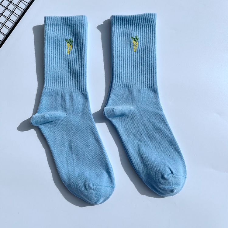 Chaussettes de sport mi-mollet en coton à rayures pour homme, brodées, couleur unie, tendance, style universitaire, 2025d_voghion.com
