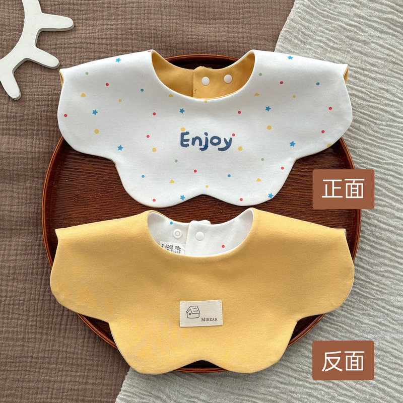 Autumn and Winter Style Newborn Bibs, Large Double-Sided Waterproof Baby Saliva Bibs, Pure Cotton Breathable Infant Saliva Towels