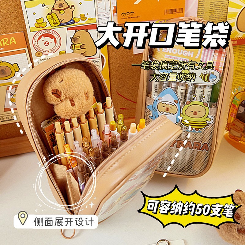 Estilo coreano lindo transparente de gran capacidad estuche de lápiz de estudiante creativo simple ins chica japonesa de múltiples capas estuche de lápiz multifuncional