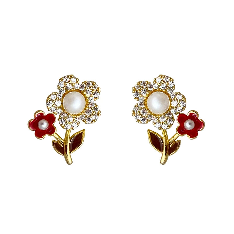 Серебряные серьги с цирконом, модные клипсы для уха, цветочный мотив, микроинкрустация, стиль высокого качества, без проколов