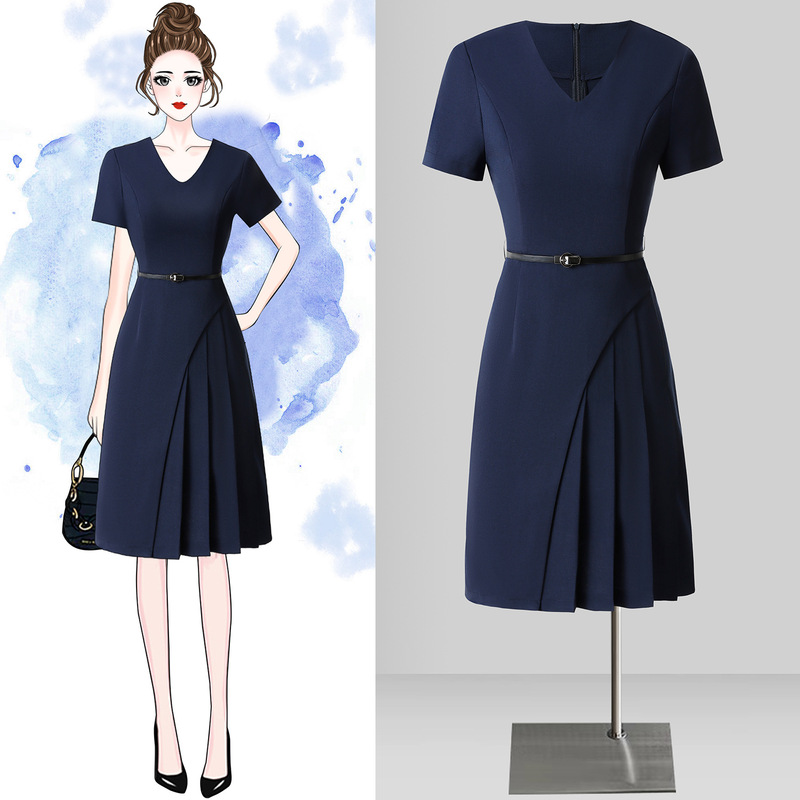 Fashionable Slim-Fit Elegant Professional Dress for Women 2025 New Model Jewelry Store Sales Office Hotel Front Desk Reception Work Uniform