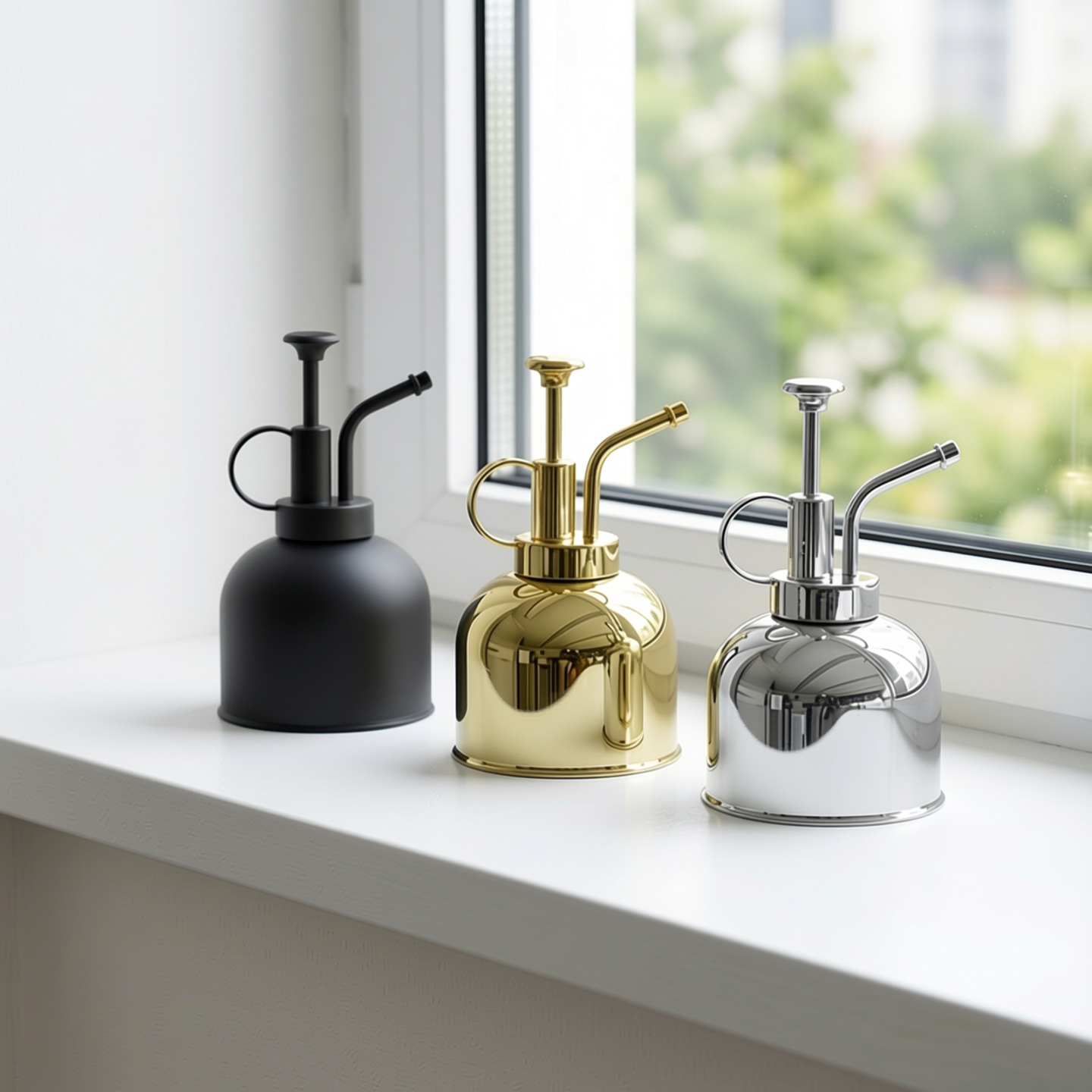 304不锈钢浇花喷壶淋花复古金色小型迷你手动多肉浇花雾化喷雾器