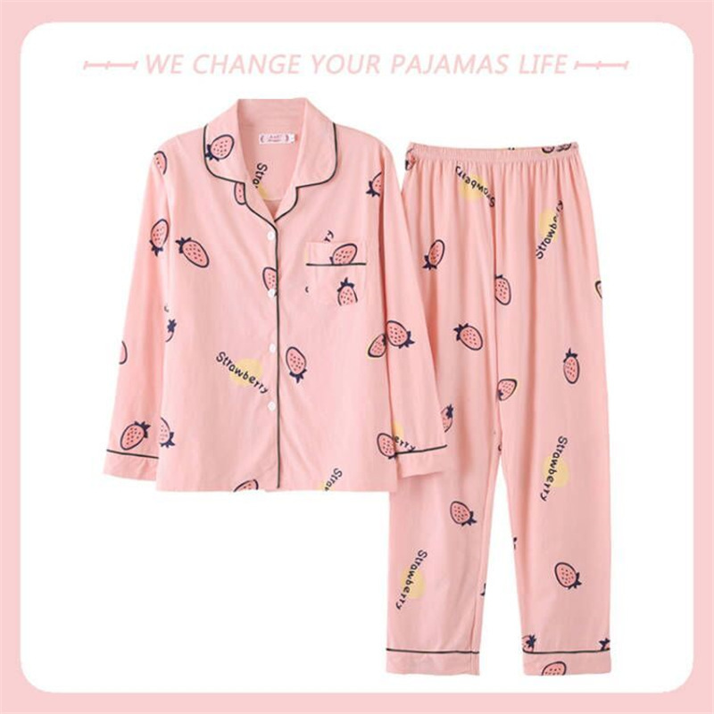 Pijamas de algodón para mujeres primavera y otoño manga larga dibujos animados coreanos se pueden usar ropa de hogar
