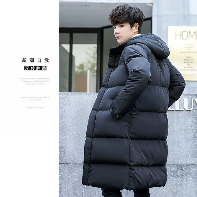 男士羽绒棉衣情侣男女同款连帽加厚学生校服保暖过膝棉服冬季加厚