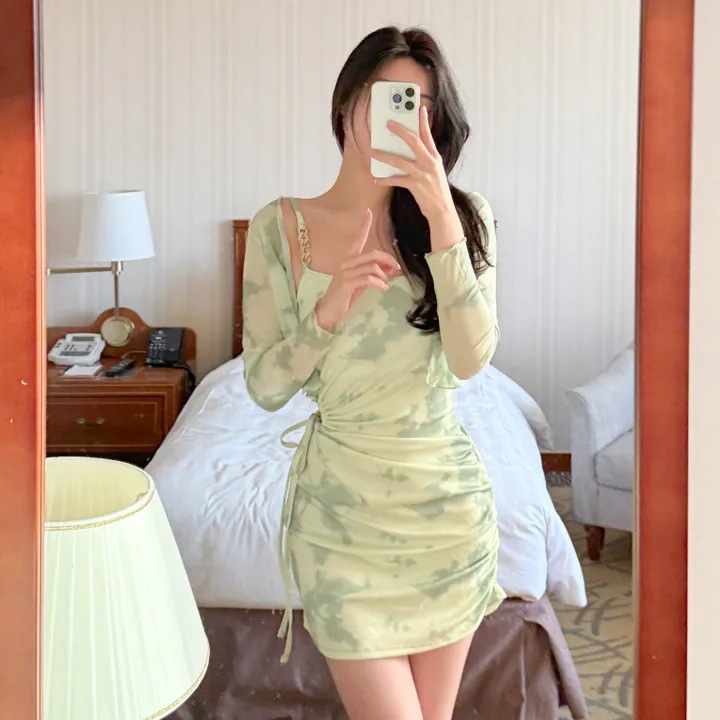 Green Fresh Style Swimsuit for Women, Summer 2026 New Fashion Cover-Up, Tummy-Concealing, Slimming, Pure Desire Style, Vacation One-Piece Swimsuit