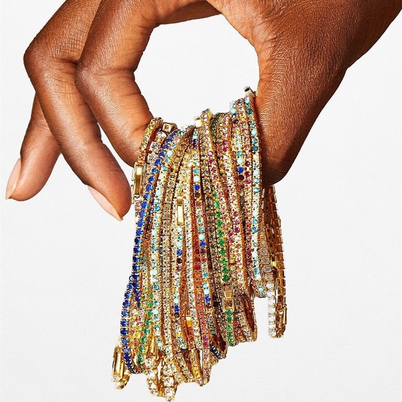 European and American women's diamond-encrusted elastic bracelet colored zircon rhinestone claw chain colored diamond bracelet elastic tennis bracelet wholesale European and American women's diamond-encrusted elastic bracelet colored zircon rhinestone claw chain colored diamond bracelet elastic tennis bracelet wholesale