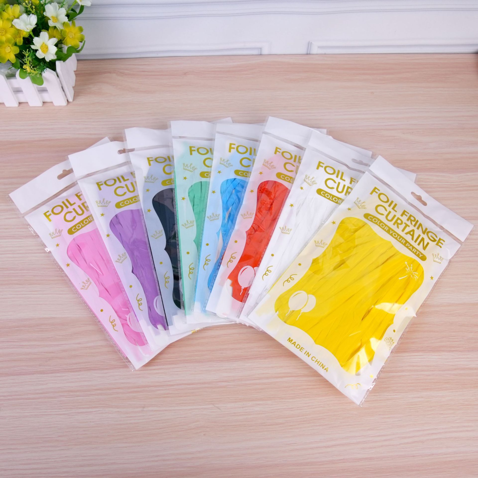 Macaron cortina de lluvia Aliexpress decoración de la escena de la fiesta cortina de la ceremonia de boda cinta