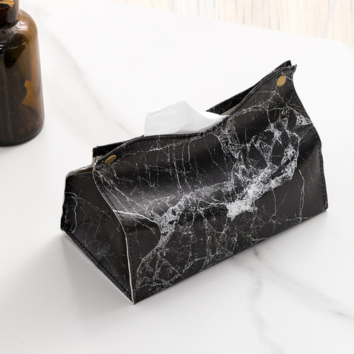 Creative Nordic ins dining table coffee table car paper box marble pattern PU tissue box storage box cross-border wholesale